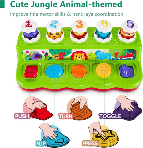 Miniatura 2 de Juguetes de 1 año para niños y niñas, regalo de cumpleaños, causa y efecto, juguete desplegable de animales con música y luz para niños pequeños