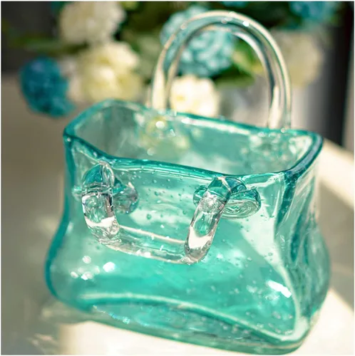 Miniatura 13 de Purse Vase for Flowers, Unique Flower Vase Purse Vase Flower Handbag Unique Flower Vase, Decor Glass Vase for Photo/Birthday/Home Décor,Style1-Blue