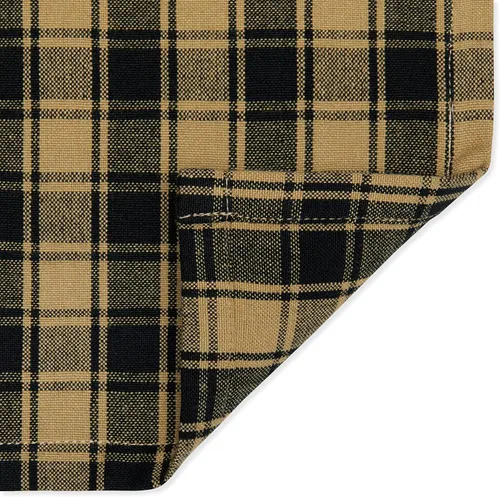 Miniatura 4 de Cortinas de café a cuadros franceses negros y tostados de algodón tejido de 28 pulgadas de ancho x 24 pulgadas de largo, juego de 2