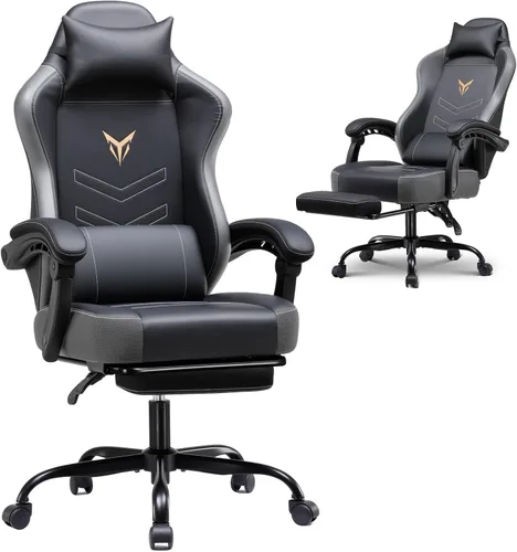 Miniatura 9 de GTPLAYER Silla de juegos con reposapiés, silla reclinable con reposacabezas y soporte lumbar, reposabrazos de acoplamiento, silla ergonómica