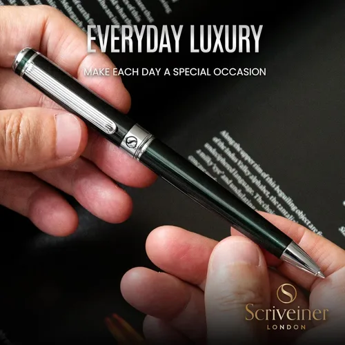 Miniatura 4 de Scriveiner BlackGreen Bolígrafo - Bolígrafo de lujo negro verde, acabado cromado, repuesto Schmidt negro, el mejor juego de bolígrafos de regalo 7.