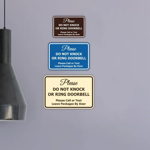 Miniatura 2 de Signs ByLITA Clásico enmarcado Por favor no golpee ni toque el timbre de la puerta, señal para pared o puerta - Fácil instalación Instrucción