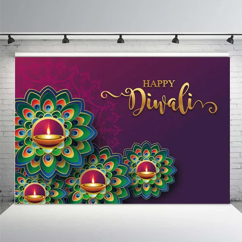 MEHOFOND Decoraciones de fondo de fiesta de Diwali de 7 x 5 pies, pancarta india Diwali Deepavali Festival de Luces Fotografía Fondo Hindú Luces