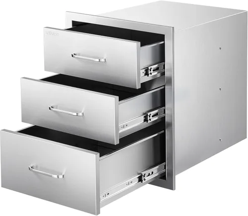 Miniatura 23 de VEVOR Cajones de cocina para exteriores de 14 x 20.3 pulgadas, cajones triples de montaje empotrado, 14 pulgadas de ancho x 20.3 pulgadas de alto x