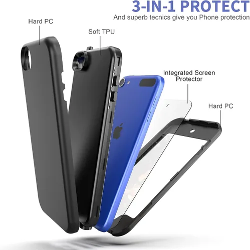 Miniatura 7 de Funda para iPod Touch 7 con protector de pantalla, para iPod Touch 6, funda para iPod Touch 5, ligera, de cuerpo completo, protección resistente