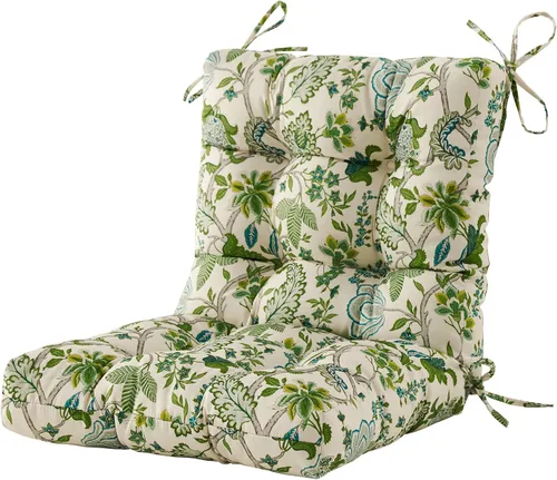 Miniatura 8 de ARTPLAN Cojines para silla de exterior y respaldo bajo, 40 x 20 x 4 pulgadas, cojín de mimbre grueso copetudo para patio exterior con lazos