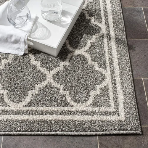 Miniatura 4 de SAFAVIEH - Alfombra de corredor de la colección Amherst, 2.3 x 9 pies, gris oscuro y beige, diseño marroquí de enrejado, no desprende pelusa y fácil