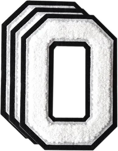 Miniatura 62 de 3 parches de números de chenilla negra, tamaño grande de 4-1/2" parches de números para planchar, parches universitarios para ropa, 8" Borde oro rosa