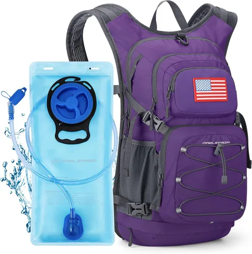 Miniatura 10 de Maelstrom Mochila de senderismo de hidratación con bolsa de agua de 2L/3 L, válvula de mordida de alto flujo, mochila de agua para hombres