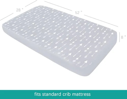Miniatura 5 de Sábanas ajustadas para cuna para niños y niñas, paquete de 4 - Sábanas transpirables y suaves de microfibra para bebé en gris, azul marino y blanco