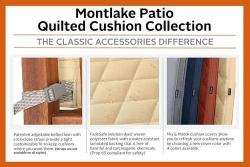 Miniatura 5 de Classic Accessories Montlake FadeSafe FadeSafe - Funda de cojín acolchada para patio, resistente al agua, 21 x 19 x 3 pulgadas, manzanilla