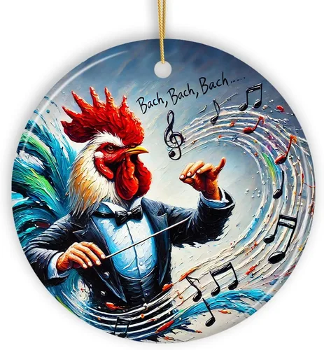 Miniatura 21 de Bach Bach Bach - Adorno de conductor de pollo, decoración navideña musical juguetona, versión 1
