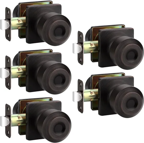 Miniatura 35 de EHOMEWARE Paquete de 2 pomos de puerta interiores, manija de puerta negra con cerradura, pomo de puerta de dormitorio/baño sin llave, pomo redondo