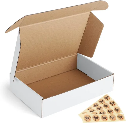 Eupako Cajas de Envío 9x6x2 pulgadas de Cartón Corrugado Pequeñas - Paquete de 25 Cajas de Correo Blancas para Embalaje de Pequeñas Empresas, Caja