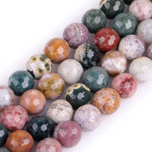 Miniatura 8 de JOE FOREMAN Piedras preciosas naturales de 0.236 in, jaspe oceánico, cuentas sueltas redondas facetadas para hacer joyas, pulseras de 15.0 in