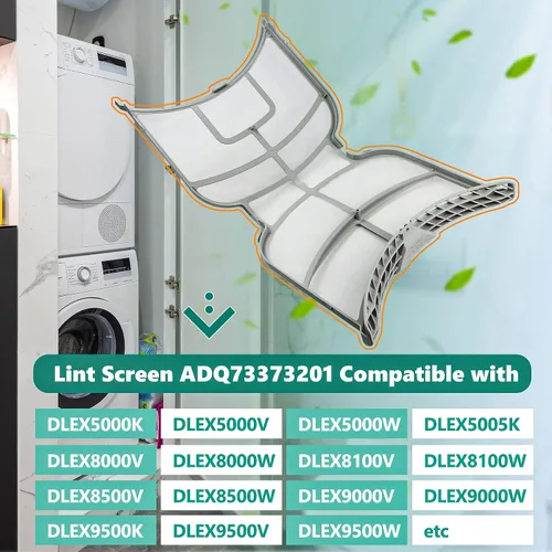 Miniatura 3 de ADQ73373201 Conjunto de filtro de pelusa para secadores LG (gris) Ken-More, pantalla de filtro de pelusa para secadora compatible con DLEX5000K