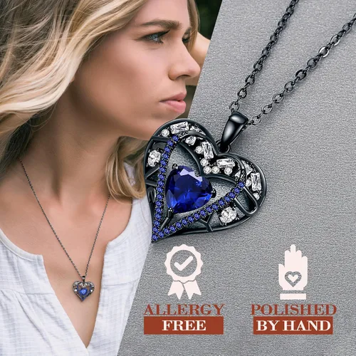 Miniatura 117 de Collar de cristal de 5 corazones, chapado en oro rosa de 18 quilates, colgante con cadena de plata de ley 925 de 18 + 2 pulgadas, joyería de piedra