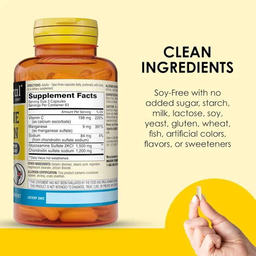 Miniatura 5 de MASON NATURAL Glucosamina condroitina 1500/1200 con vitamina C, apoya la salud de las articulaciones para una flexibilidad y movilidad normales*