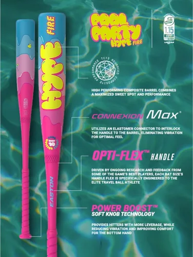 Miniatura 3 de Easton 2025 Hype FIRE Baseball Bat USSSA -5 / -8 / -10 Drop 2 3/4" Barrel 2 Pc. Composite