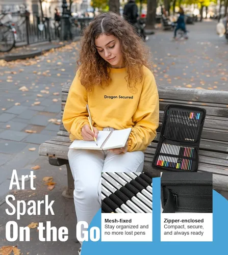 Miniatura 4 de Cool Bank - Kit de suministros de arte de 106 piezas con libro de bocetos de 3 colores, libro para colorear, lápices de dibujo con grafito