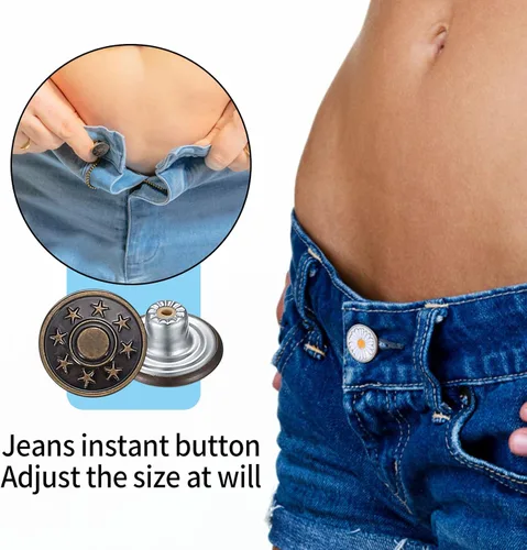 Miniatura 5 de Kit de 50 botones de mezclilla de repuesto, botones de mezclilla de metal de 0.67 pulgadas para pantalones, jeans y tirantes, 10 estilos