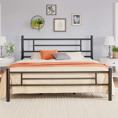 Miniatura 15 de Allewie Armazón de Cama de Plataforma Metálica Tamaño Individual de 14 Pulgadas con Cabecera y Piecera, Almacenamiento Debajo de la Cama, Soporte