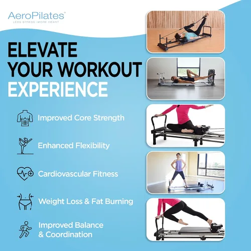 Miniatura 5 de AeroPilates Pilates Reformer Machine, Gym Equipment for Resistance Workout, Strength & Fitness Training - Foldable & Compact