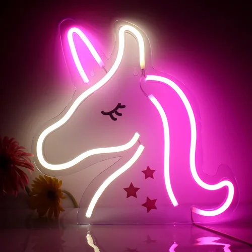 Miniatura 8 de Luz de neón para niños, luz de arcoíris de neón para niños, alimentada por USB, letreros LED para dormitorio, letrero de neón para decoración