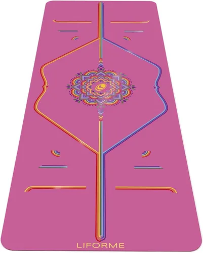 Miniatura 9 de Liforme Esterilla de yoga de viaje – Sistema de alineación patentado, agarre guerrero, antideslizante, ecológico, ultraligero y resistente al sudor