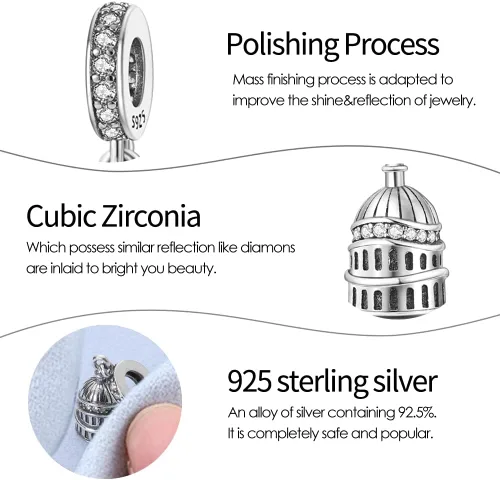Miniatura 102 de Pandach Dijes colgantes de plata de ley 925 para pulseras y collares, dijes colgantes de Madonna con cuentas de girasol, joyería para mujer