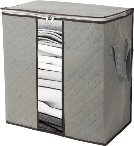 Miniatura 4 de Szxc Paquete de 2 bolsas de almacenamiento plegables grandes, horizontales + erectas para edredón, manta, ropa, almohada, ventana transparente