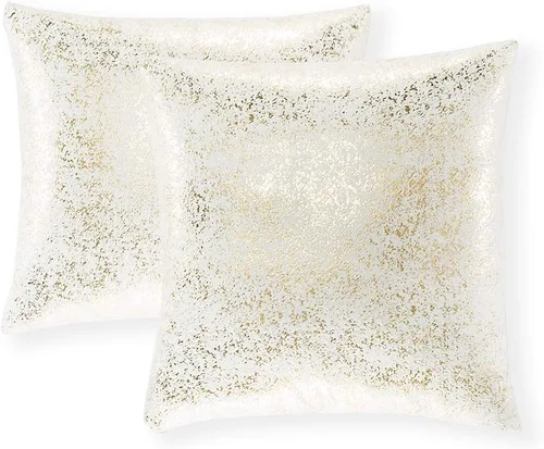 Miniatura 53 de Xinrjojo Juego de 2 almohadas brillantes en negro y dorado, almohadas suaves y brillantes decorativas, juego de fundas de almohada cuadradas negras