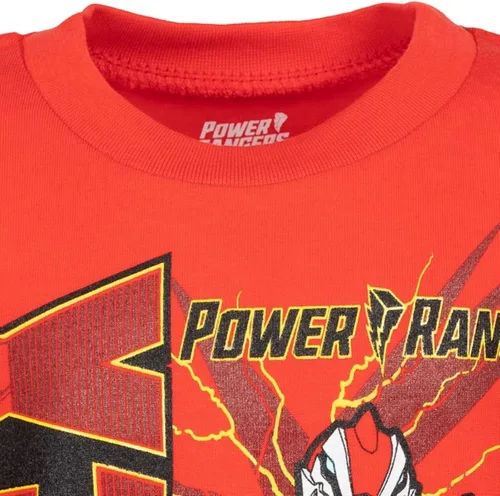 Miniatura 8 de Power Rangers Conjunto de camiseta verde Ranger, Ranger rojo, camiseta azul Ranger y pantalones cortos de malla para niños pequeños a grandes