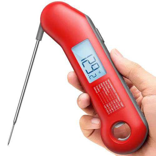 Termómetro profesional digital para carne, lectura instantánea ultrarrápida de 0.5 segundos, certificado NIST ± 0.5 °F, resistencia al agua IP67,