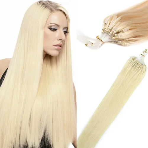 Miniatura 10 de Extensiones de cabello humano Remy, cuentas de micro anillo, punta de bucle, 100S AAAAAA (16 pulgadas, 0.01 oz/s, 10 marrón ceniza)