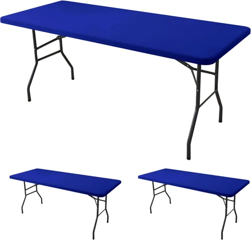 Miniatura 34 de Mantel de elastano para mesas rectangulares de 6 pies, paquete de 4 unidades, color azul aguamarina, para picnic al aire libre, manteles elásticos