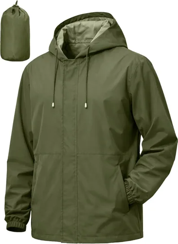 Miniatura 9 de Chaqueta impermeable para hombre, rompevientos, ciclismo, correr, senderismo, golf, viajes, capucha, ligera, plegable