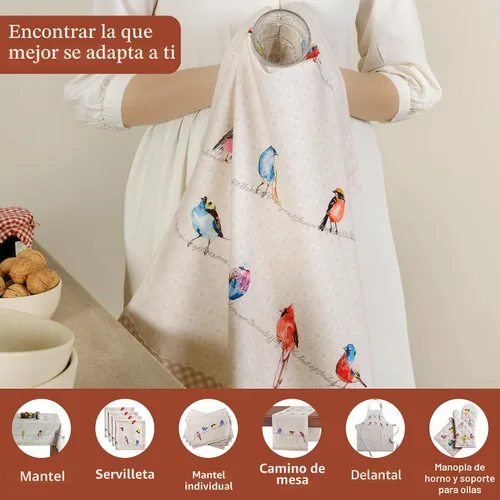 Miniatura 4 de Maison d' Hermine - Juego de 2 paños de cocina, multiusos, 100% de algodón, suave y absorbente, trapo de cocina, toalla de bar, Birdies On Wire