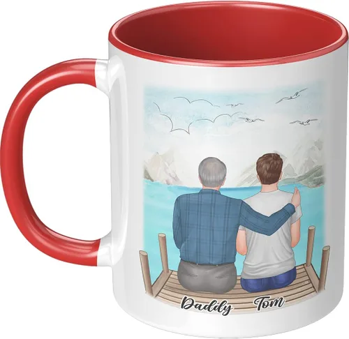 Miniatura 11 de Taza de café para el día del padre para papá de parte de hija e hijo. Taza del mundo con el mejor papá del mundo. Taza divertida con nombre