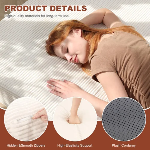 Miniatura 4 de Colchón plegable de tres pliegues de 6 pulgadas, sofá cama plegable con funda extraíble lavable, colchón de futón portátil de tamaño completo