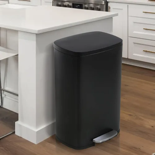 Miniatura 10 de MKDLUFEI Bote de basura de 13 galones de alto, cubo de basura para cocina con pedal y cubo interior, a prueba de huellas dactilares, bote de basura