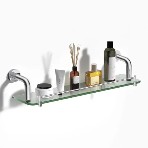 Miniatura 13 de Estante de vidrio para baño de 20 pulgadas, estantes rectangulares de vidrio templado de acero inoxidable moderno para montaje en pared, estante