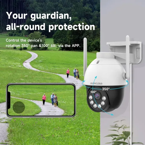 Miniatura 8 de Cámara de seguridad celular 4G LTE inalámbrica para exteriores, sin cámara WiFi con seguimiento automático de inclinación panorámica de 360°, alerta