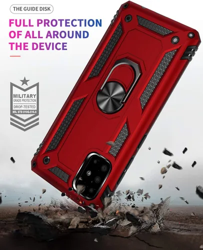 Miniatura 5 de Funda de grado militar para Samsung Galaxy A51 4G, funda Galaxy M40S, 360 metal giratorio anillo soporte soporte magnético para montaje en Azul