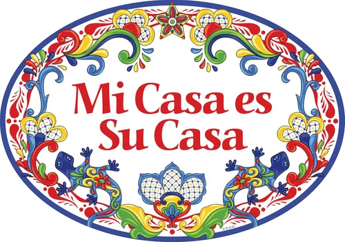 Miniatura 5 de Oktoberfest Haus - Obra de arte tradicional latina "Mi Casa Es Su Casa", de cerámica de 8.75 x 6 pulgadas, letrero de puerta de entrada española