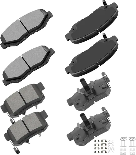 Miniatura 25 de cciyu Juego de pastillas de freno de cerámica delanteras y traseras D946 D683, 8 piezas para BMW 330Ci 2001-2005 para BMW 330i 2001-2005 para BMW