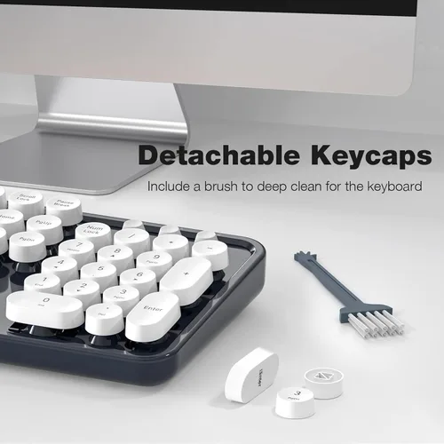 Miniatura 41 de KNOWSQT Combo de teclado y ratón inalámbrico, teclados lindos de tamaño completo estilo máquina de escribir 2.4G azul colorido - receptor USB Plug