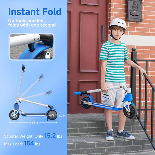 Miniatura 6 de isinwheel Electric Scooter for Kids Ages 6-14, 200W/250W Foldable Kids Electric Scooter with 3 Speeds (5/8/12 Mph), Adjusrable Handerbar, Dual 200W