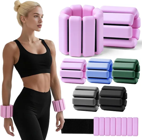 Brazaletes con peso para muñecas y tobillos para mujeres (juego de 2) | Pesas de entrenamiento para yoga, pilates y caminar | Pesas de piernas y