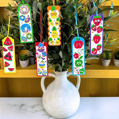 Miniatura 6 de Winlyn 36 juegos de manualidades de frutas, manualidades de verano, marcapáginas de postre de frutas, juegos de arte de manzana, piña, sandía